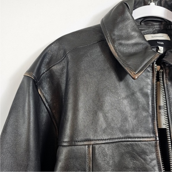 NWOT Veda Bennett Oversized Leather Bomber - Picture 8 of 13